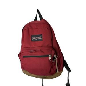 JanSport Right Pack Backpack Red Suede Bottom 18" Classic Bag